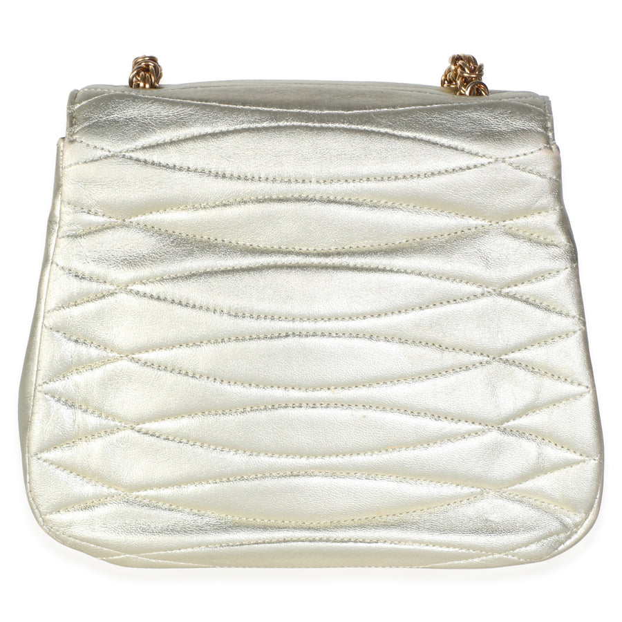 Chanel Vintage 24k Gold Metallic Quilted Lambskin Mini Flap Bag Gold; Leather