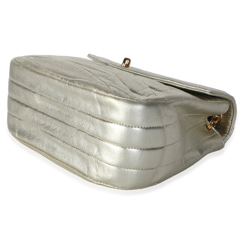 Chanel Vintage 24k Gold Metallic Quilted Lambskin Mini Flap Bag Gold; Leather