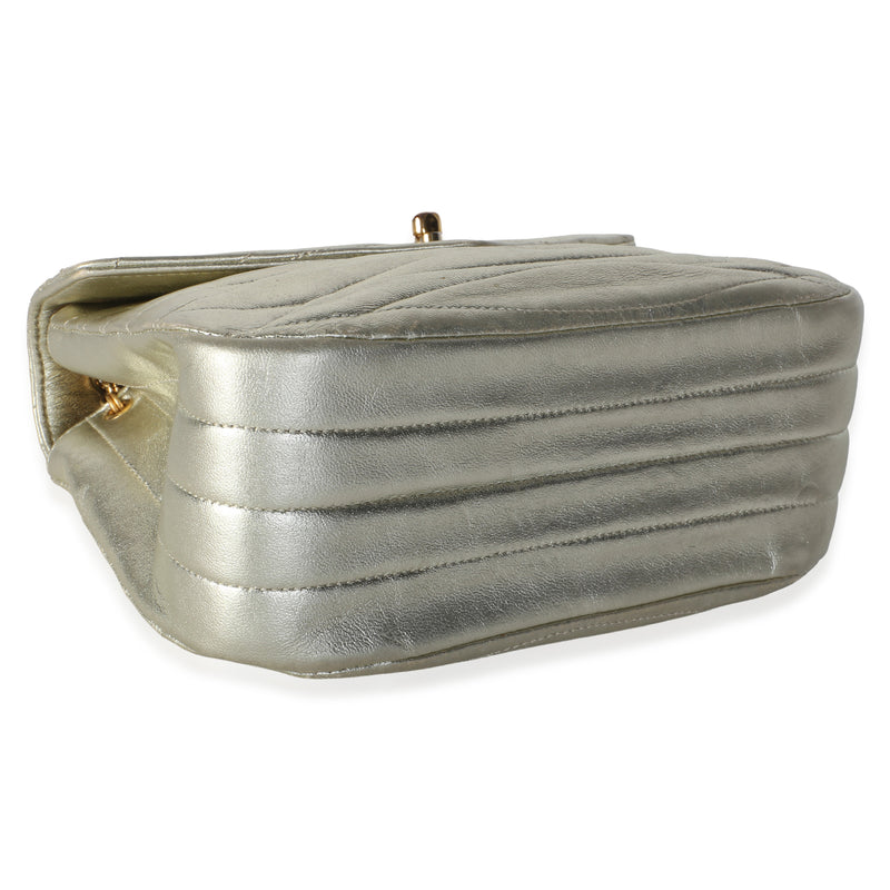 Chanel Vintage 24k Gold Metallic Quilted Lambskin Mini Flap Bag Gold; Leather