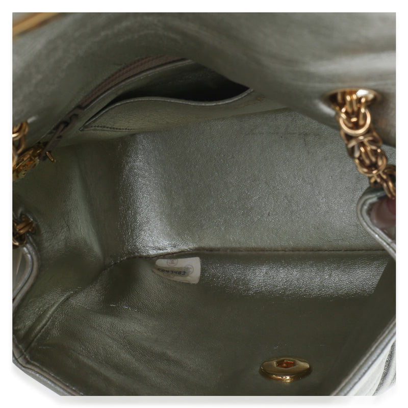 Chanel Vintage 24k Gold Metallic Quilted Lambskin Mini Flap Bag Gold; Leather