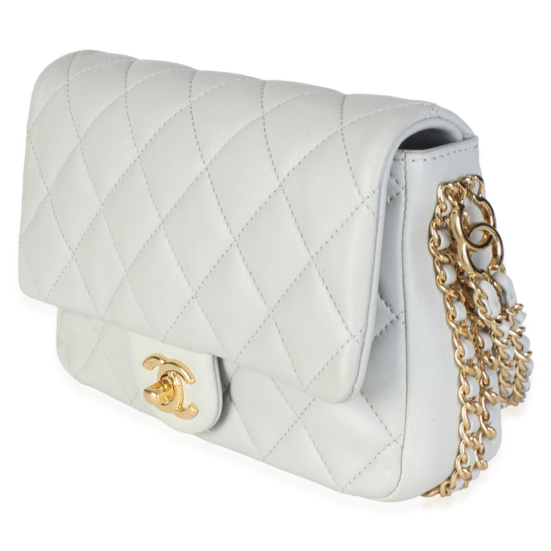 Chanel Dusty Blue Quilted Lambskin Cc You Mini Flap Bag Leather