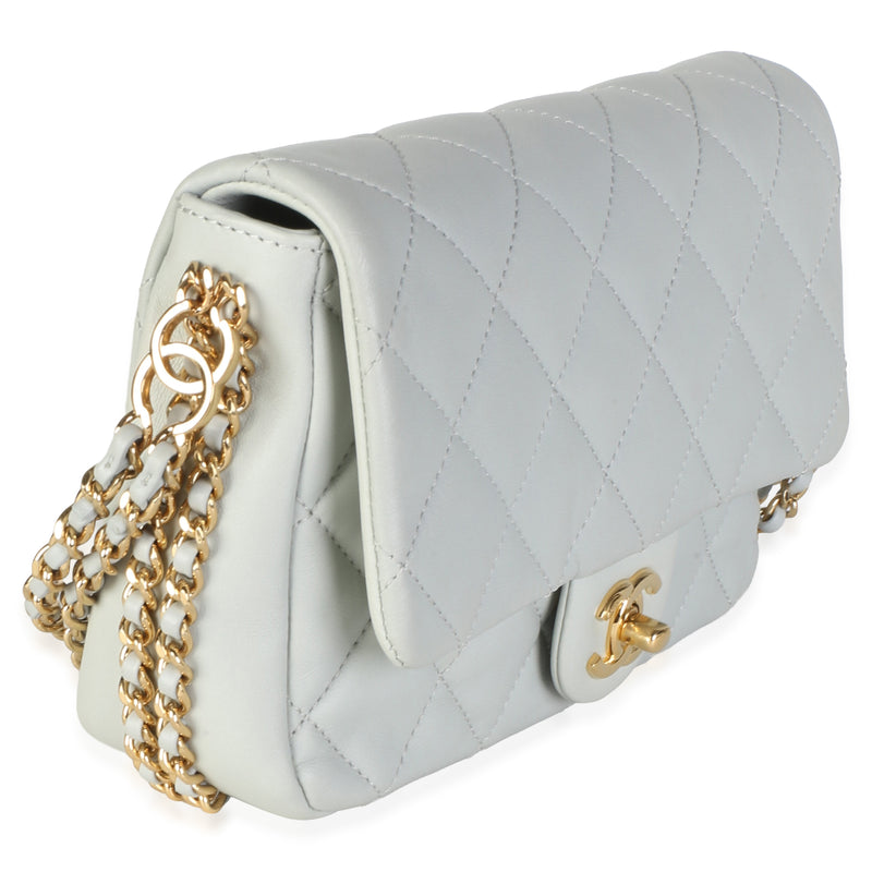 Chanel Dusty Blue Quilted Lambskin Cc You Mini Flap Bag Leather