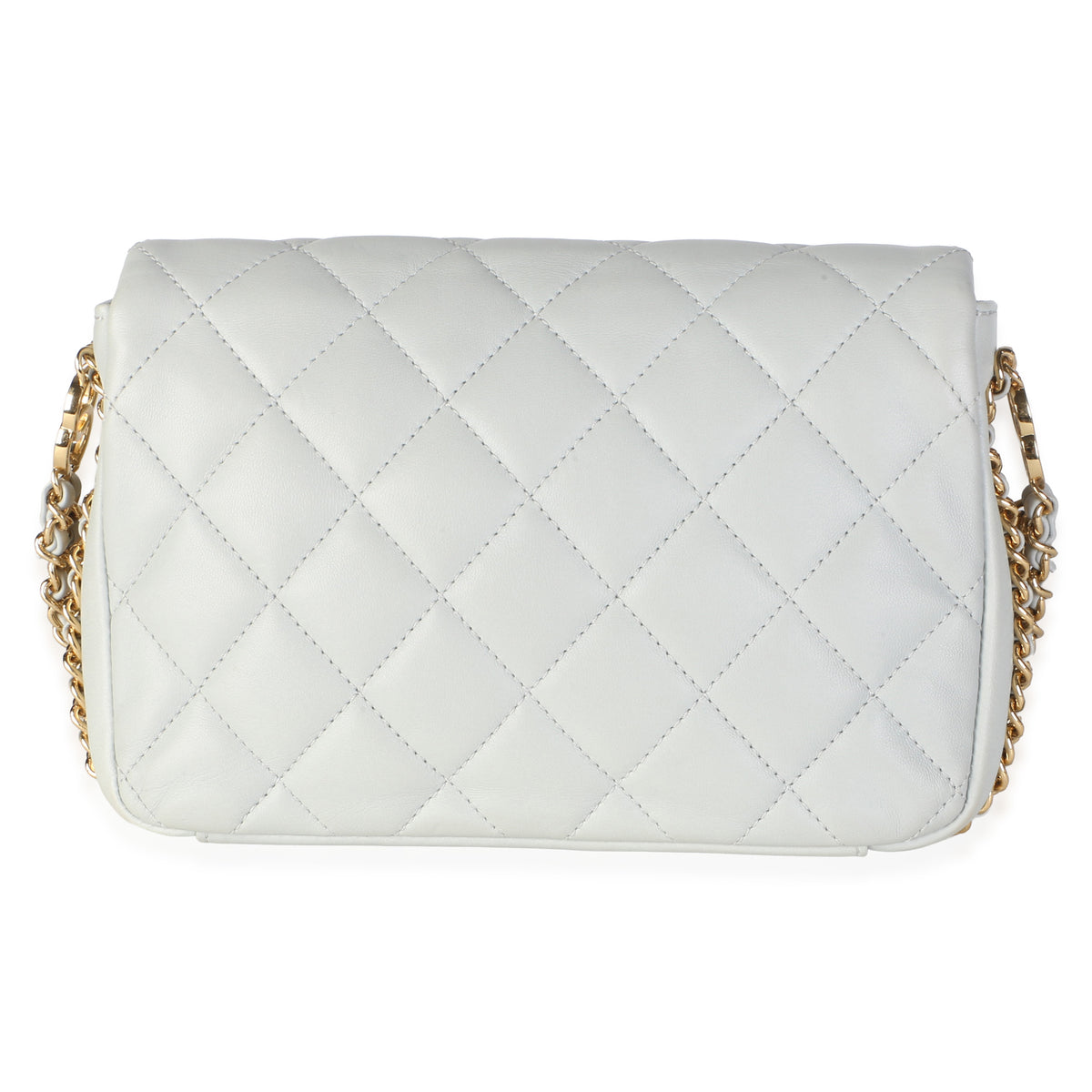 Chanel Dusty Blue Quilted Lambskin Cc You Mini Flap Bag Leather