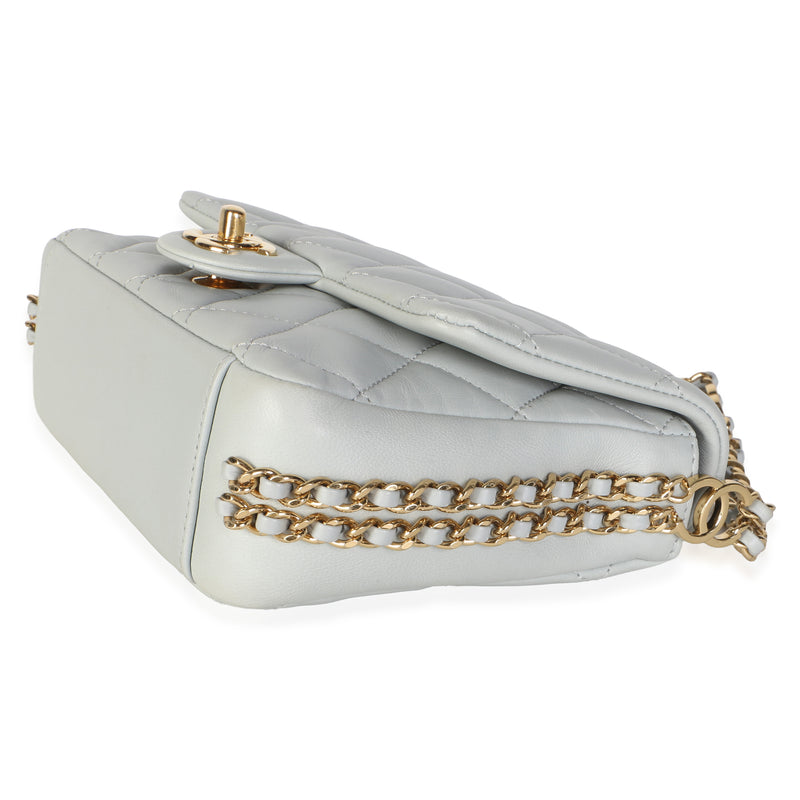 Chanel Dusty Blue Quilted Lambskin Cc You Mini Flap Bag Leather