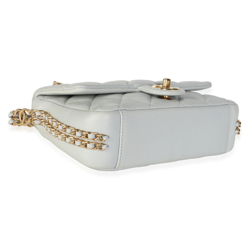 Chanel Dusty Blue Quilted Lambskin Cc You Mini Flap Bag Leather