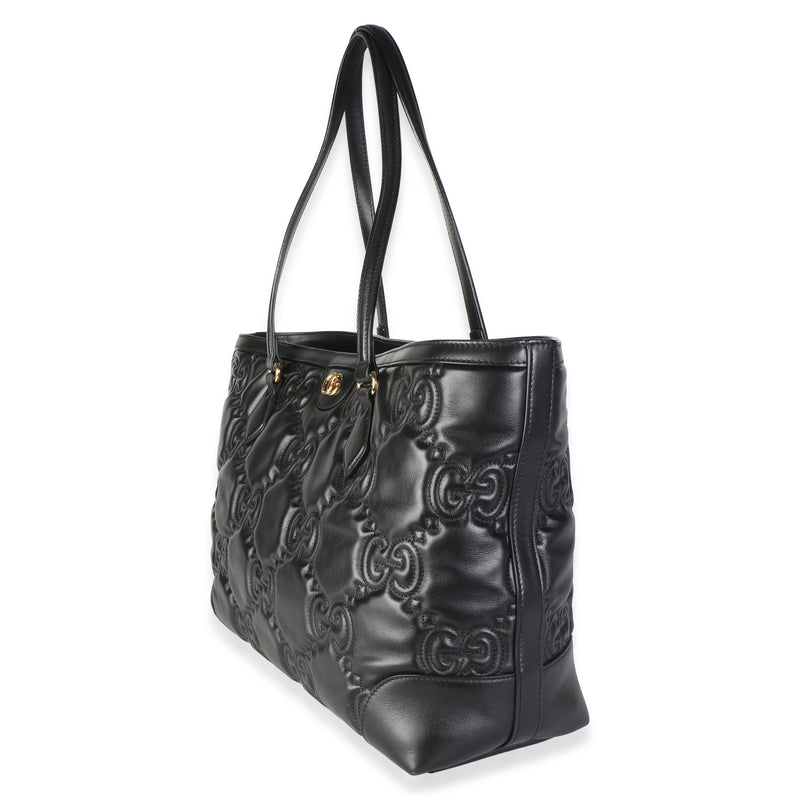 Gucci Black Calfskin Gg Matelasse Medium Ophidia Shopping Tote Leather