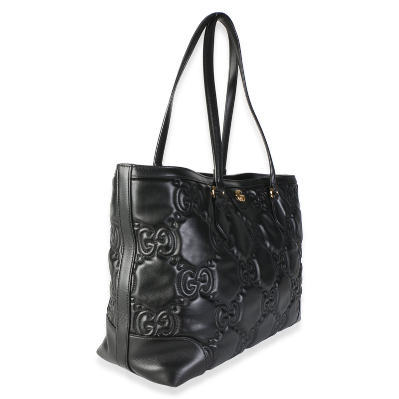Gucci Black Calfskin Gg Matelasse Medium Ophidia Shopping Tote Leather