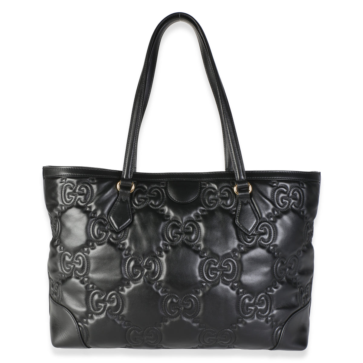 Gucci Black Calfskin Gg Matelasse Medium Ophidia Shopping Tote Leather