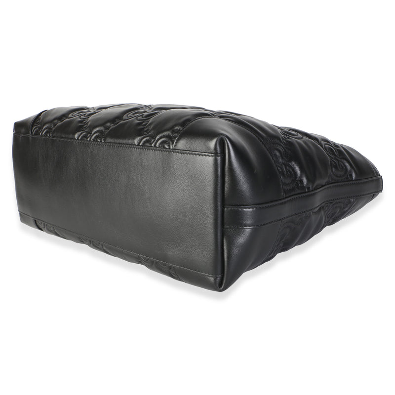 Gucci Black Calfskin Gg Matelasse Medium Ophidia Shopping Tote Leather