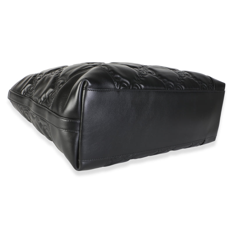 Gucci Black Calfskin Gg Matelasse Medium Ophidia Shopping Tote Leather