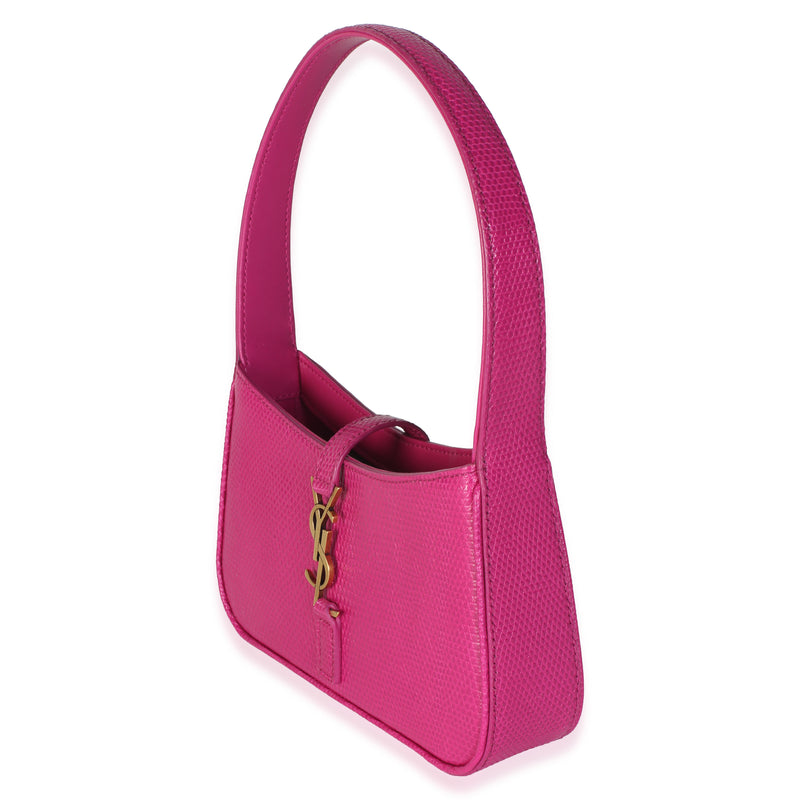 Saint Laurent Acid Pink Lizard Embossed Calfskin Le 5 A 7 Mini Hobo Exotic