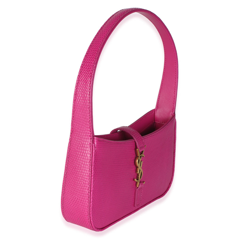 Saint Laurent Acid Pink Lizard Embossed Calfskin Le 5 A 7 Mini Hobo Exotic