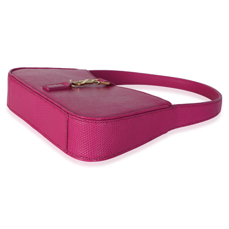 Saint Laurent Acid Pink Lizard Embossed Calfskin Le 5 A 7 Mini Hobo Exotic