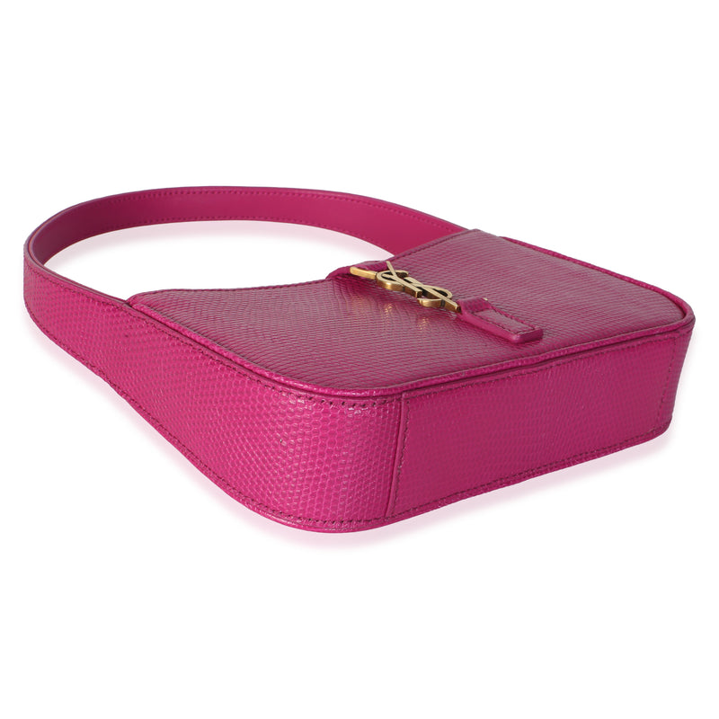 Saint Laurent Acid Pink Lizard Embossed Calfskin Le 5 A 7 Mini Hobo Exotic