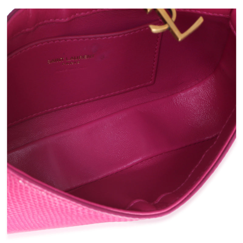 Saint Laurent Acid Pink Lizard Embossed Calfskin Le 5 A 7 Mini Hobo Exotic