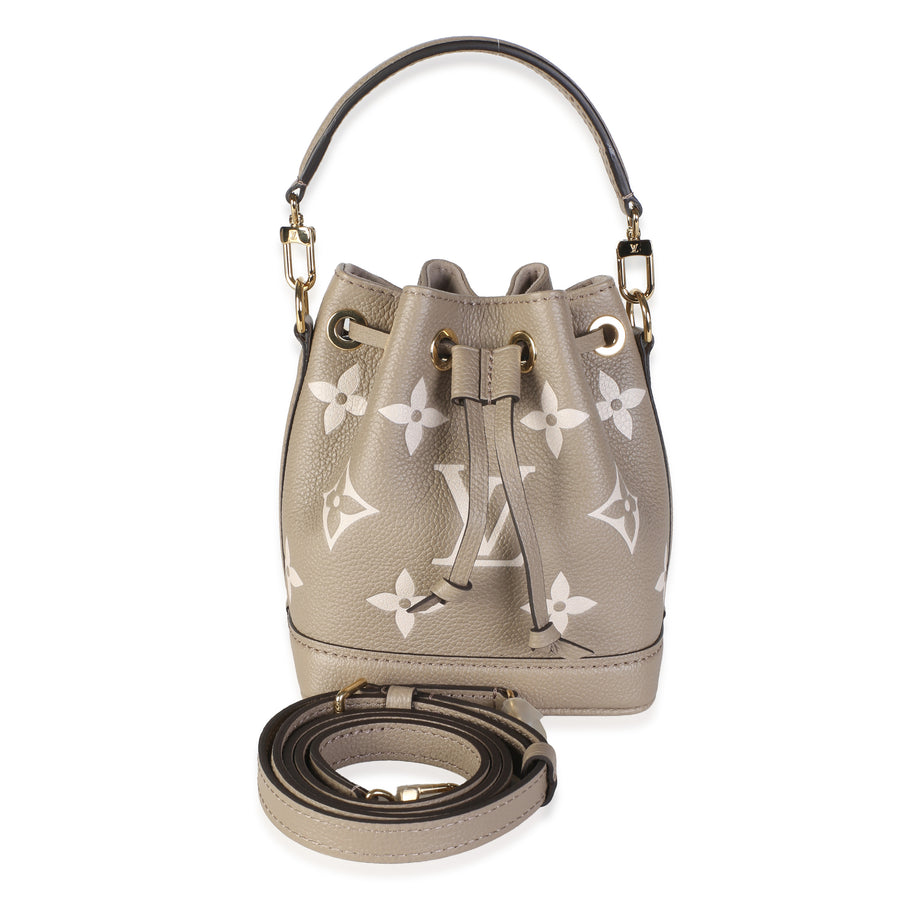 Louis Vuitton Tourterelle Creme Empreinte Monogram Giant Nano Noe Beige; Gray Leather Bag