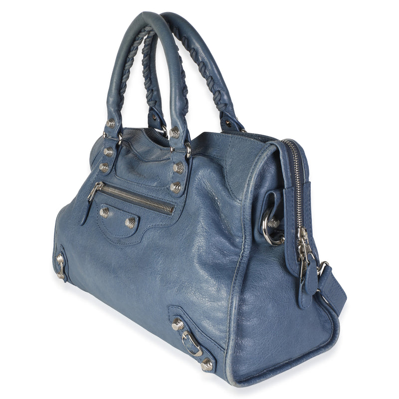 Balenciaga Bleu Persan Agneau Classic Hardware City Bag Blue Leather