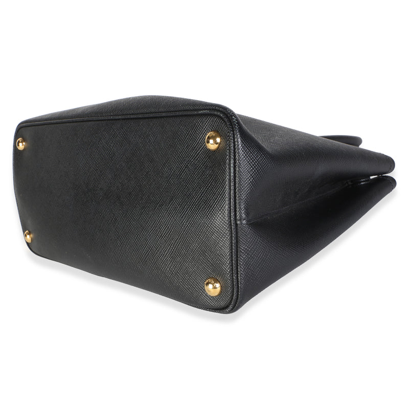Prada Black Saffiano Medium Double Bag Leather