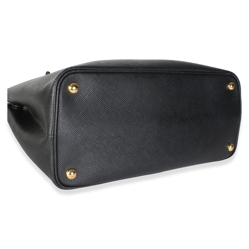 Prada Black Saffiano Medium Double Bag Leather
