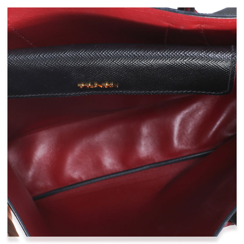 Prada Black Saffiano Medium Double Bag Leather