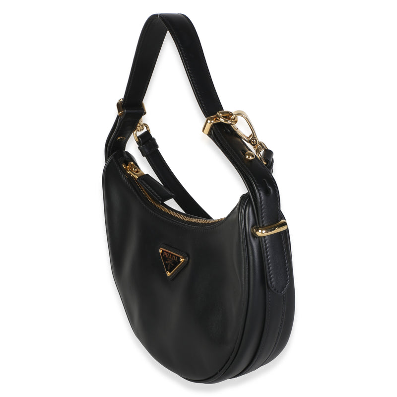 Prada Black Smooth Leather Arque Shoulder Bag
