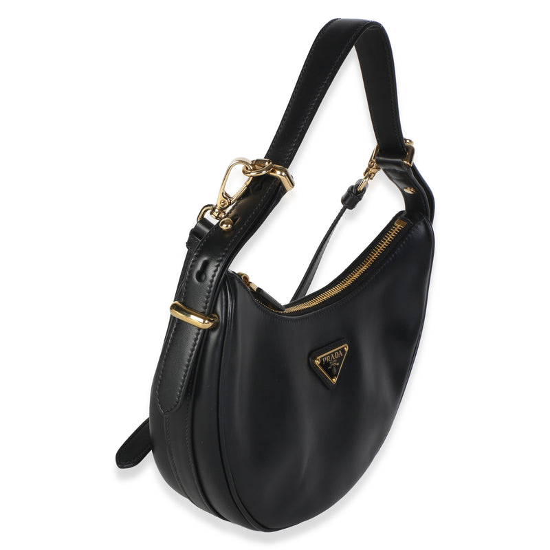 Prada Black Smooth Leather Arque Shoulder Bag