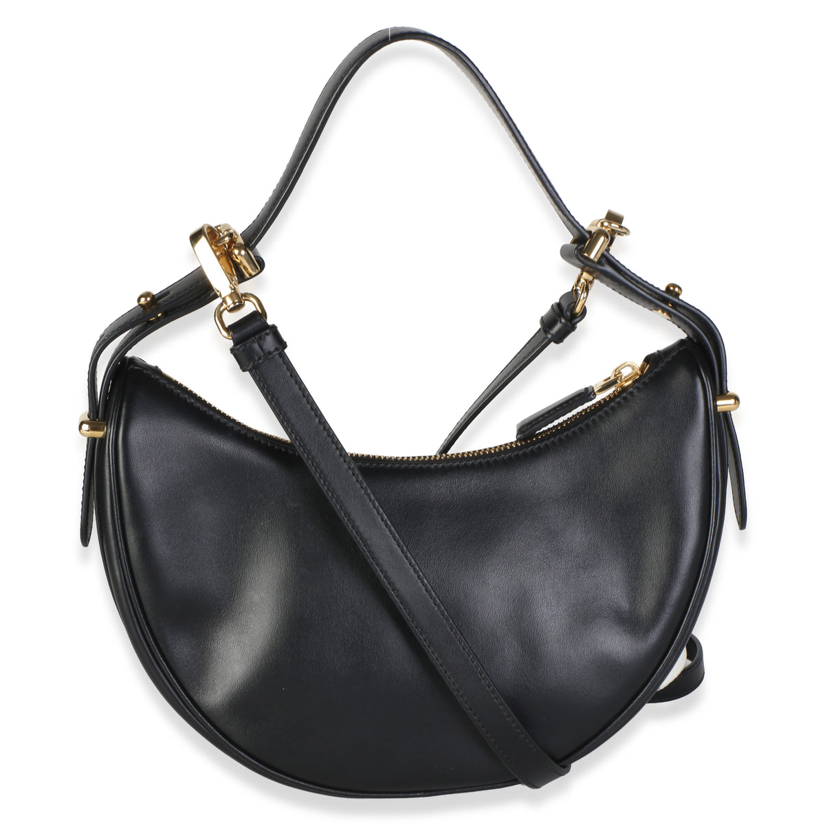 Prada Black Smooth Leather Arque Shoulder Bag