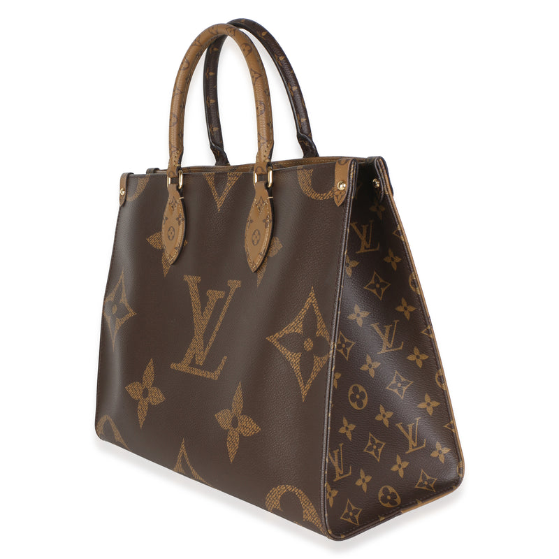 Louis Vuitton Reverse Monogram Canvas Onthego Mm Brown Coated Bag