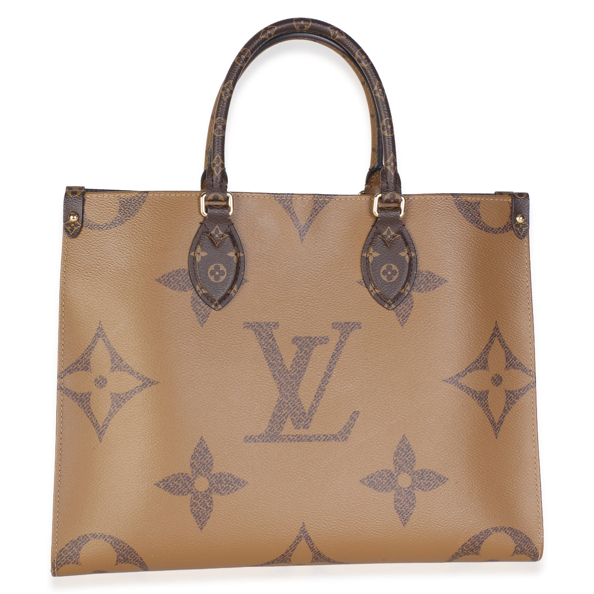 Louis Vuitton Reverse Monogram Canvas Onthego Mm Brown Coated Bag
