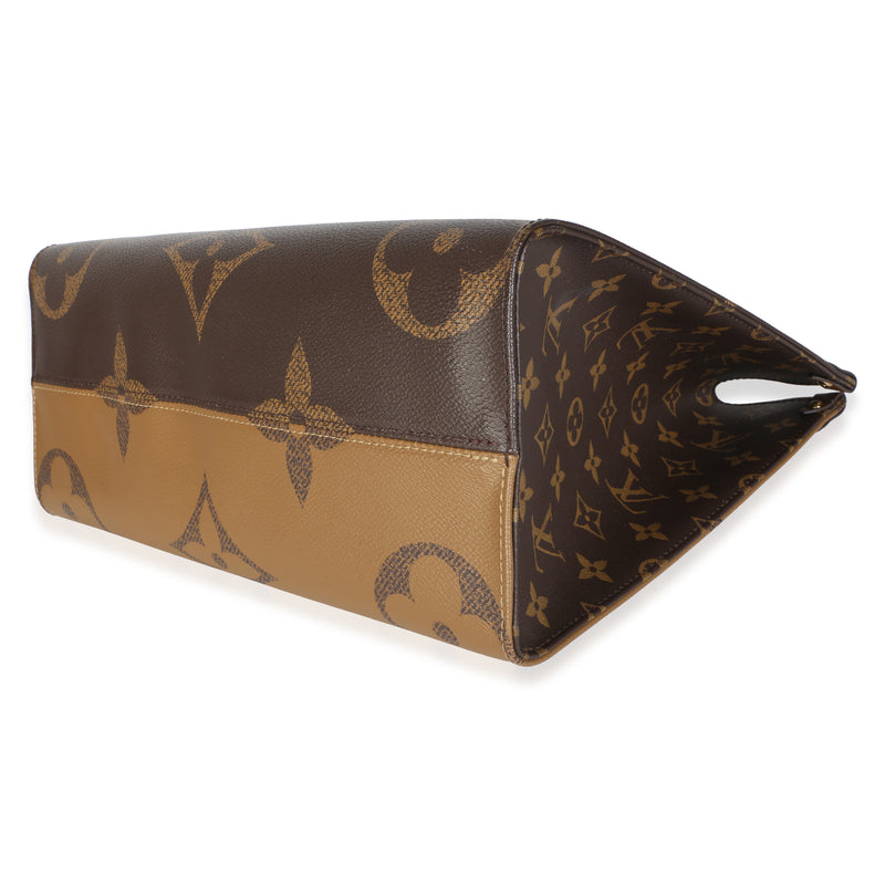 Louis Vuitton Reverse Monogram Canvas Onthego Mm Brown Coated Bag