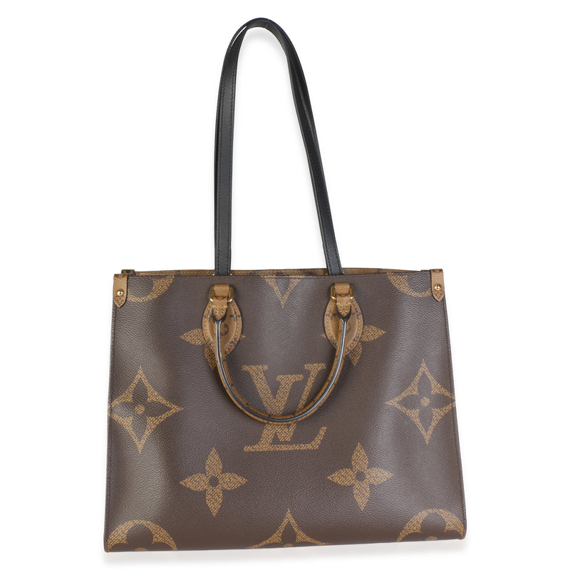 Louis Vuitton Reverse Monogram Canvas Onthego Mm Brown Coated Bag