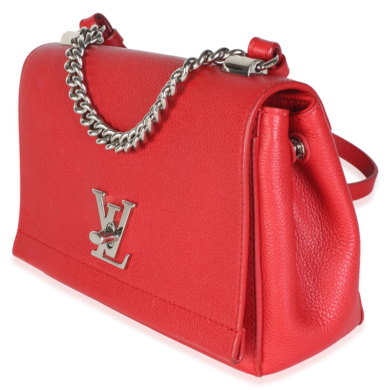 Louis Vuitton Rubis Calfskin Lockme Ii Chain Bb Red Leather Bag