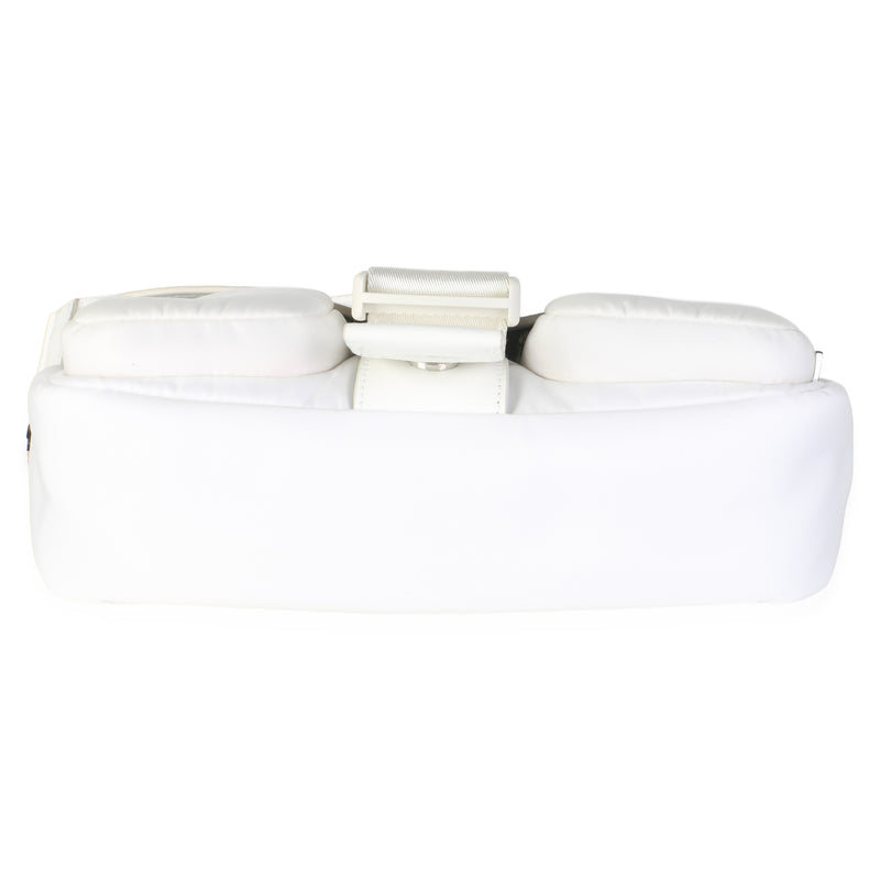 Prada White Re-Nylon Spazzolato Double Pocket Buckle Shoulder Bag