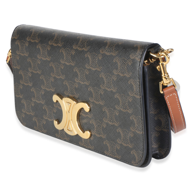 Celine Brown Triomphe Canvas Multipochette Shoulder Bag Coated