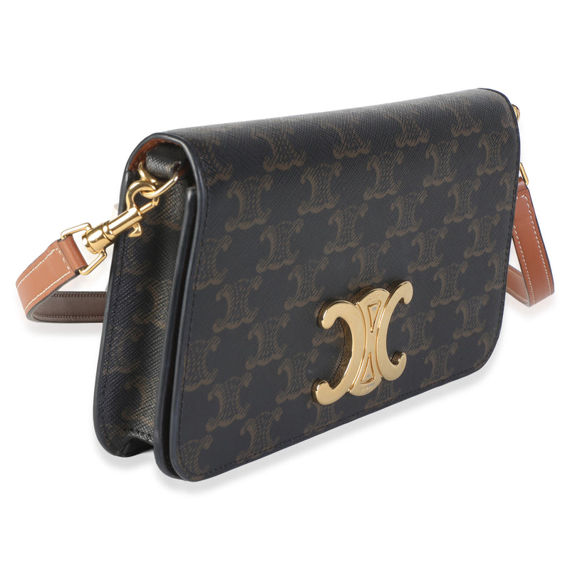 Celine Brown Triomphe Canvas Multipochette Shoulder Bag Coated