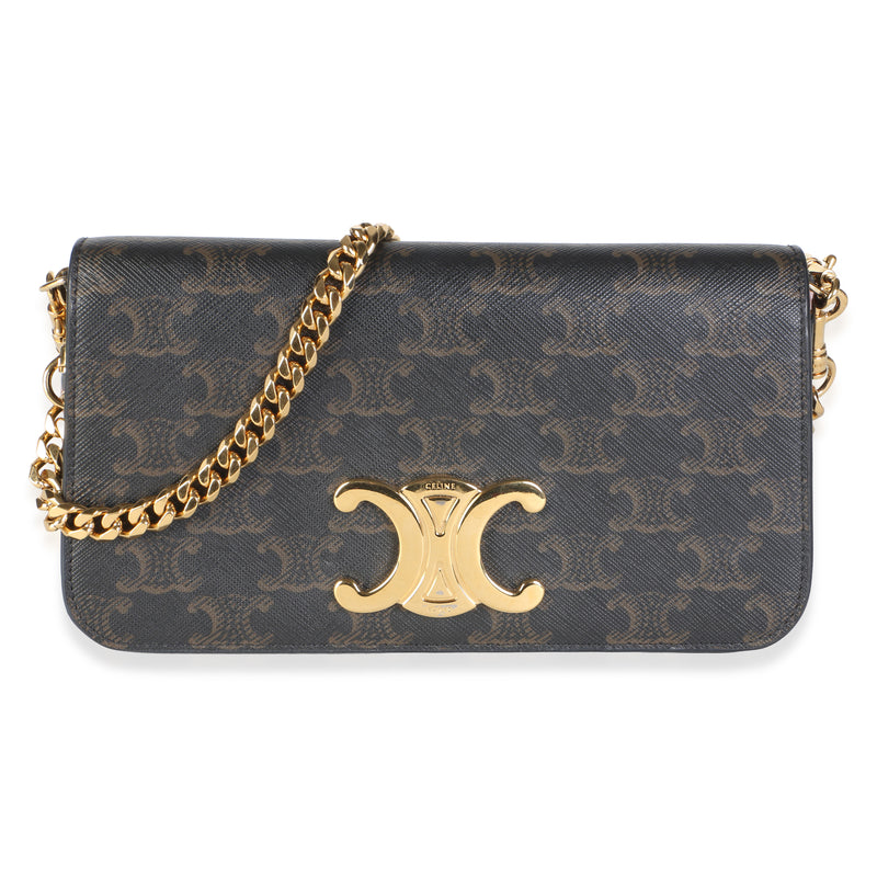 Celine Brown Triomphe Canvas Multipochette Shoulder Bag Coated