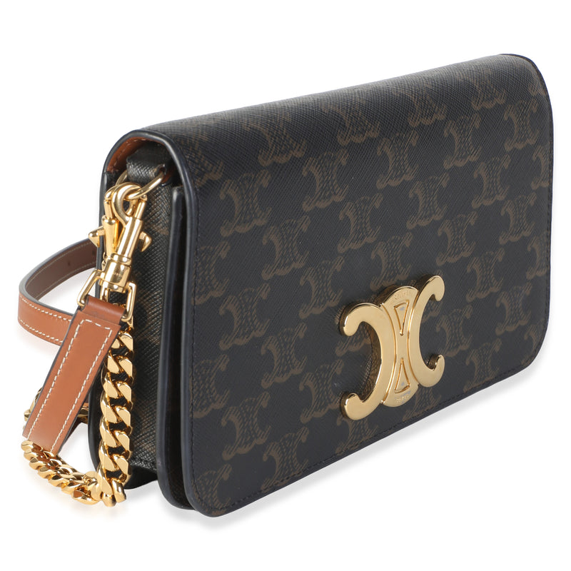 Celine Brown Triomphe Canvas Multipochette Shoulder Bag Coated