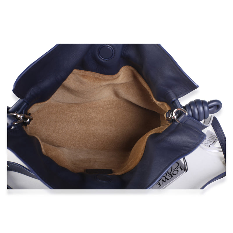 Loewe Abyss Blue Nappa Calfskin Mini Flamenco Knot Clutch Leather