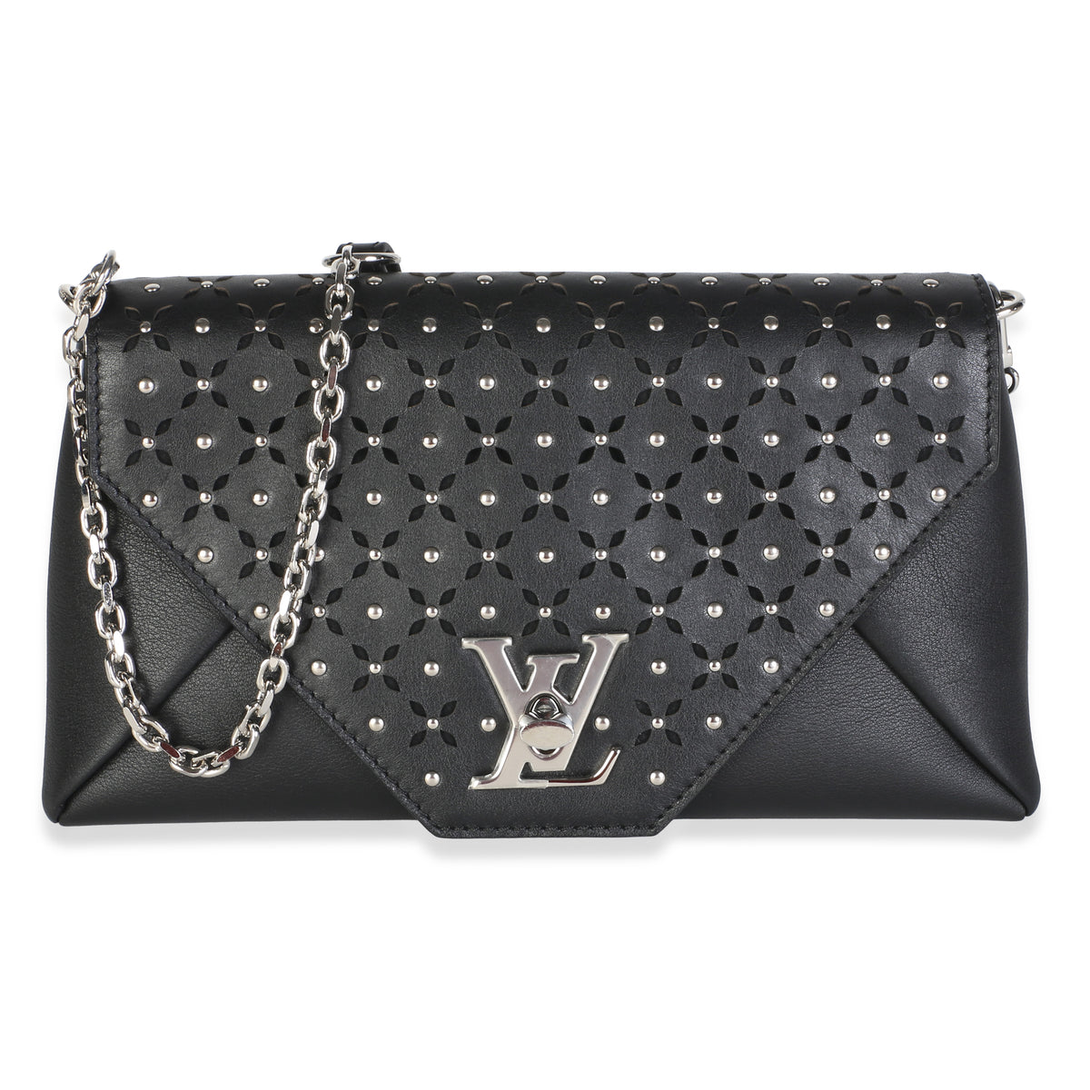 Louis Vuitton Black Studded Calfskin Love Note Bag Leather