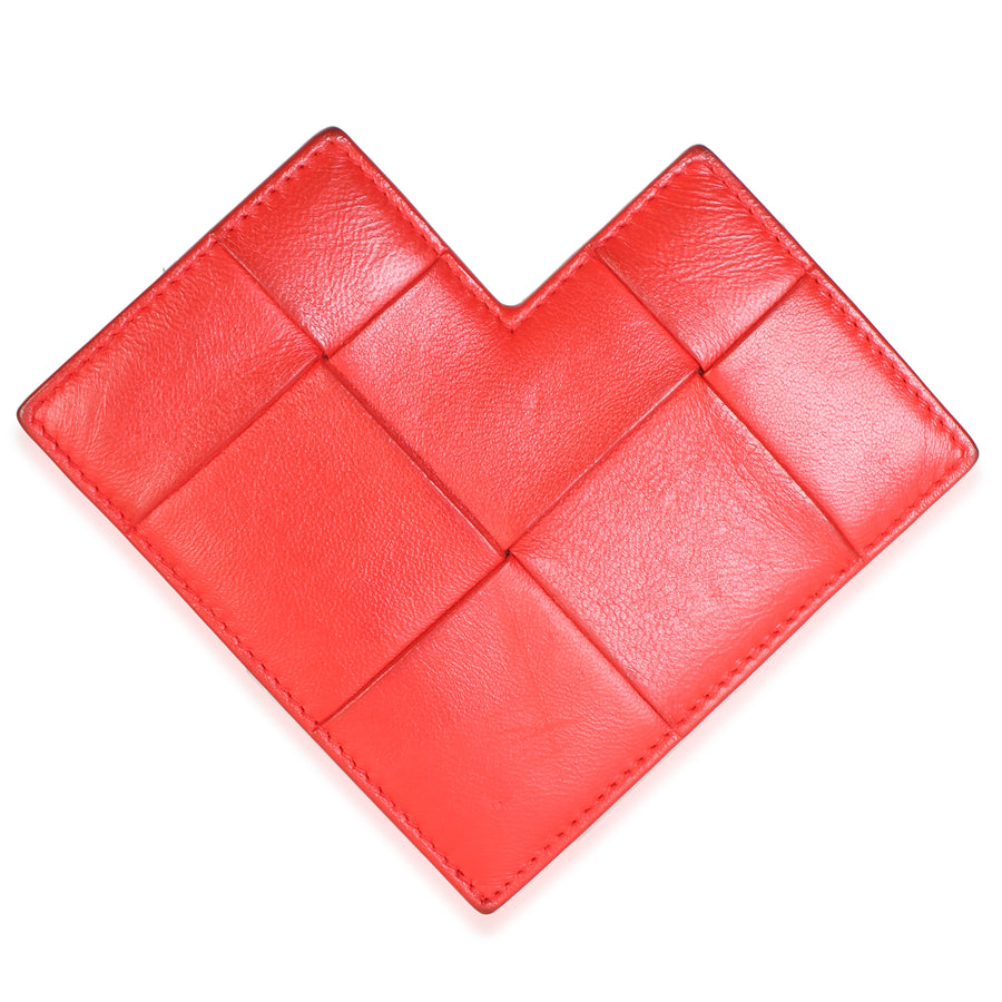 Bottega Veneta Red Nappa Cassette Heart Card Holder Leather Wallet
