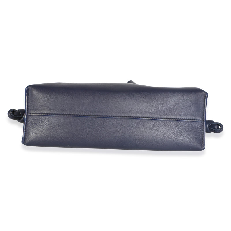Loewe Abyss Blue Nappa Calfskin Medium Flamenco Knot Clutch Leather
