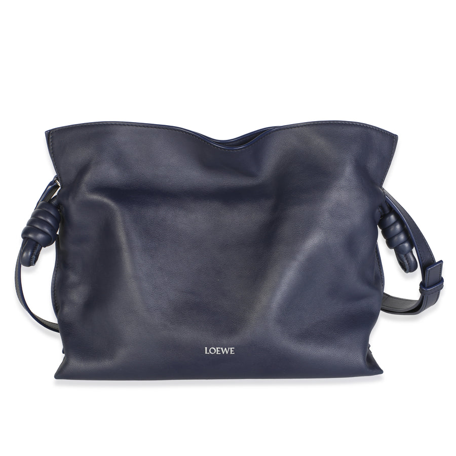 Loewe Abyss Blue Nappa Calfskin Medium Flamenco Knot Clutch Leather