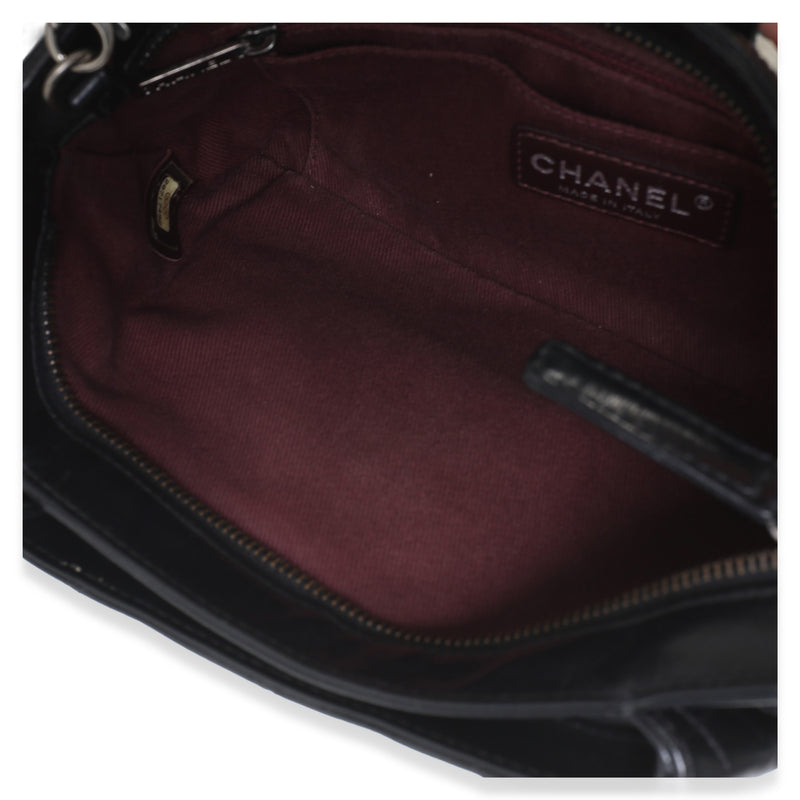 Chanel Black Quilted Calfskin Glazed Coco Pleats Chain Clutch Leather