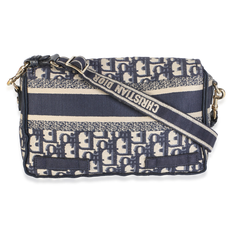 Christian Dior Blue Oblique Jacquard Small Diorcamp Messenger Bag Blue; Neutral Canvas