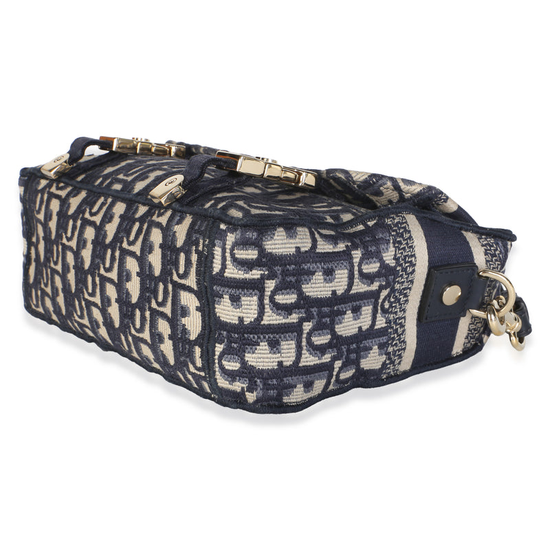Christian Dior Blue Oblique Jacquard Small Diorcamp Messenger Bag Blue; Neutral Canvas