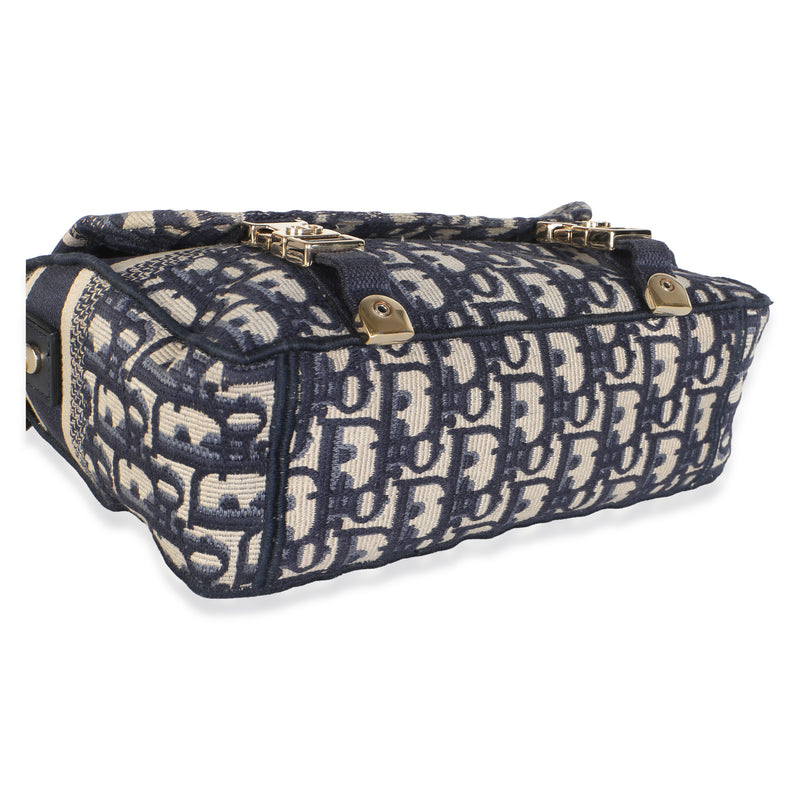 Christian Dior Blue Oblique Jacquard Small Diorcamp Messenger Bag Blue; Neutral Canvas
