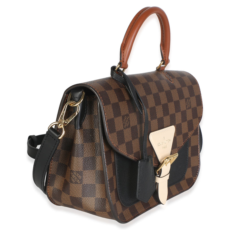 Louis Vuitton Black Damier Ebene Canvas Beaumarchais Brown; Tan Canvas; Leather Bag