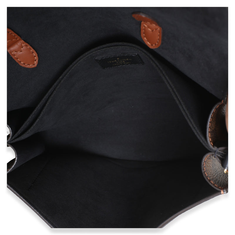 Louis Vuitton Black Damier Ebene Canvas Beaumarchais Brown; Tan Canvas; Leather Bag