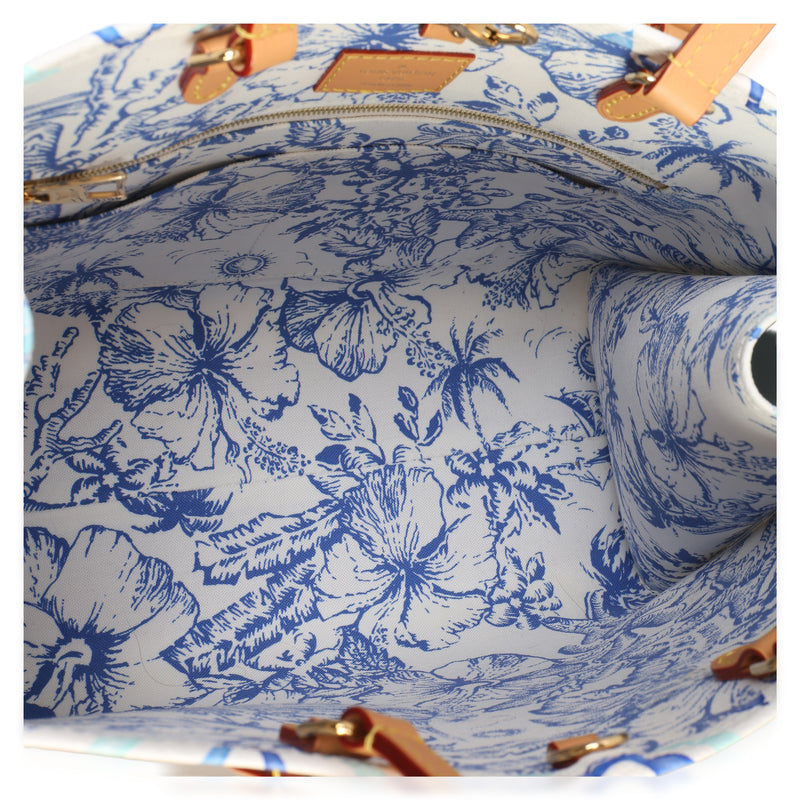Louis Vuitton Blue Monogram Tiles By The Pool Canvas Onthego Mm Blue; Multicolor; White Bag