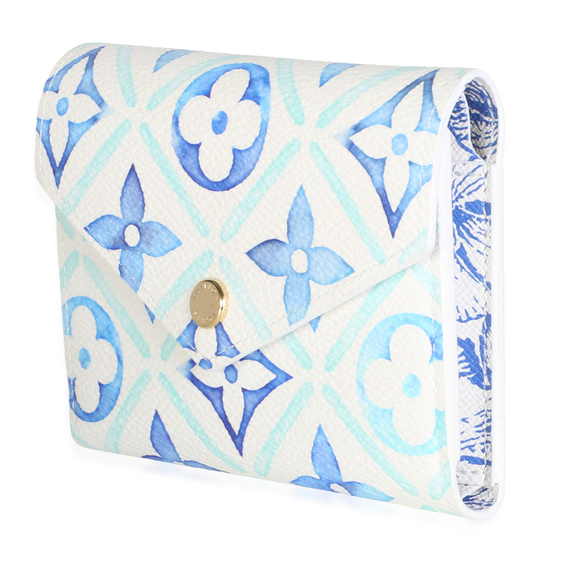 Louis Vuitton Blue Monogram Tiles By The Pool Canvas Victorine Wallet Blue; White Coated